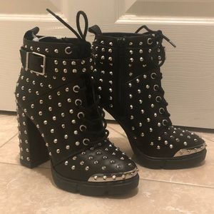 Gianni Bini Black Studded Heeled Boots